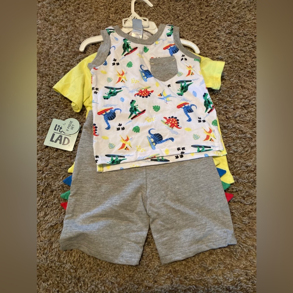 Little Lad 3 piece matching dinosaur set 4T